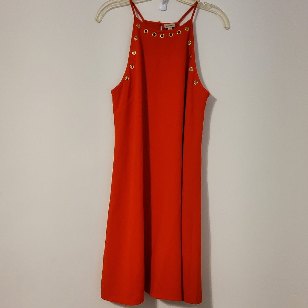 Daniel Cremieux Orange Embellished Halter Midi Dress